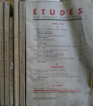 Etudes. 6 numéros de 1945. Numéros 4-5-6-7-10-11.