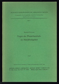 Fragen des Wasserhaushalts im Mittelrheingebiet dargestellt insbesondere am Beispiel der Nahe. -