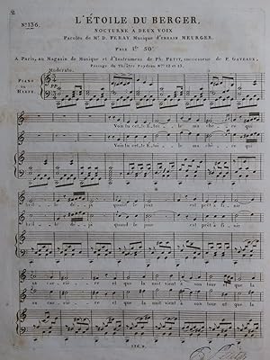 MEURGER Urbain L'Étoile du Berger Chant Piano ou Harpe ca1830