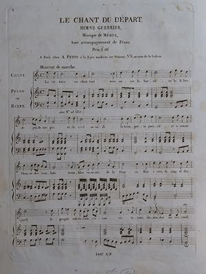 MÉHUL Le Chant du Départ Chant Piano ou Harpe ca1830