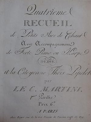 MARTINI J. P. E. Recueil No 4 Petits Airs 1 Chant Piano ou Harpe ca1794