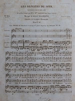 BLANGINI Félix Les Dangers du Soir Chant Piano ou Harpe ca1830