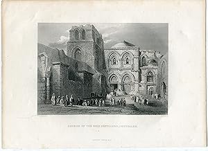 Jerusalén. Iglesia del Santo Sepulcro. Grabado por E. Challis copia de W.H.Barlett