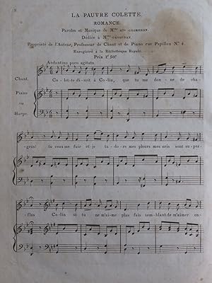 GEORGEON Htte. La Pauvre Colette Chant Piano ou Harpe ca1820