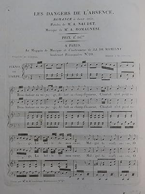 ROMAGNESI Antoine Les Dangers de L'Absence Chant Piano ou Harpe ca1820