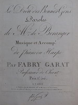 FABRY-GARAT Le Dieu des Bonnes Gens Chant Piano ou Harpe ca1820