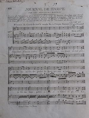 GAVEAUX Pierre Romance du Cousin de tout le monde Chant Harpe ca1795