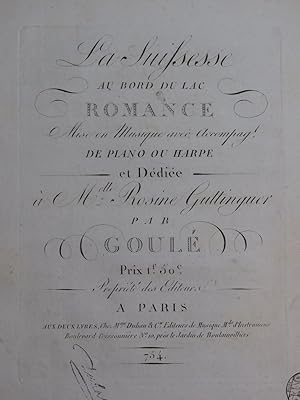 GOULÉ Jacques-Nicolas La Suissesse au Bord du Lac Chant Piano ou Harpe ca1811