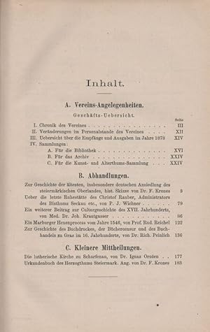 Mittheilungen des Historischen Vereines für Steiermark. 27. Heft (XXVII).