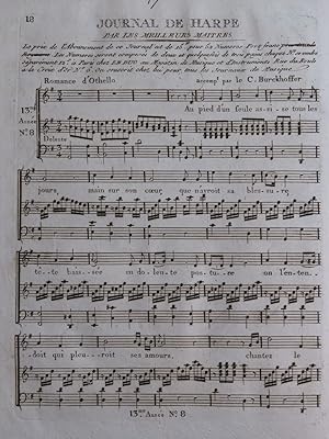 BURCKHOFFER J. G. Romance d'Othello Chant Harpe ca1795