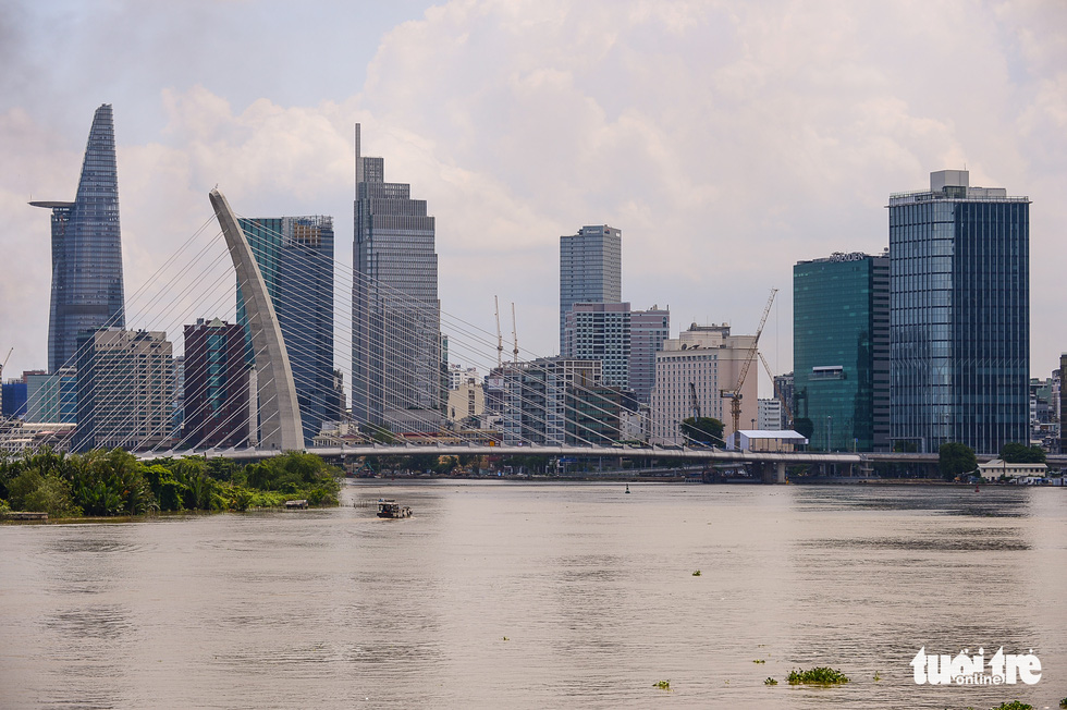 Ho Chi Minh City’s Thu Thiem 2 Bridge is seen from Thu Thiem 1 Bridge in this image. Photo: Quang Dinh / Tuoi Tre