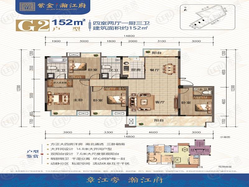 章贡紫金·瀚江府户型解密  139~152㎡约10600元/㎡起