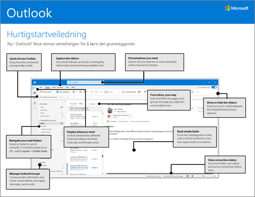 Hurtigstartveiledning for Outlook 2016 (Windows)