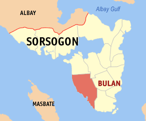 Bản đồ Sorsogon với vị trí của Bulan