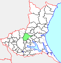 八郷町の県内位置図