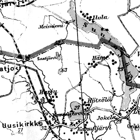 Деревня Хямеенкюля (Хяме) на финской карте 1923 года