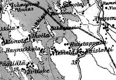 Деревня Кайслахти на финской карте 1923 года