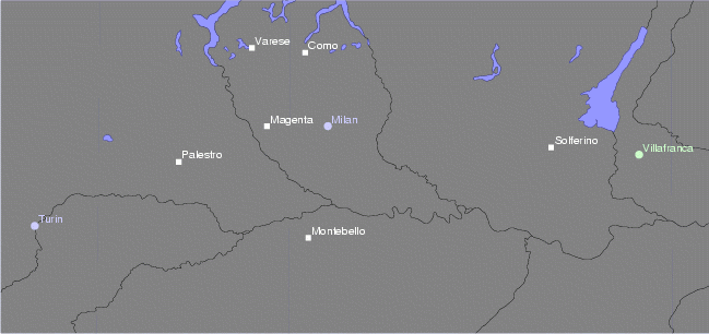 Localisation des lieux des batailles.