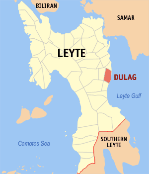 Mapa han Leyte nga nagpapakita kon hain an Dulag