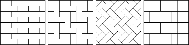 Bốn loại gạch đặt cho vỉa hè. Mỗi là một loại tessellation