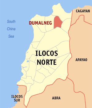 Mapa sa Ilocos Norte nga nagpakita kon asa nahimutang ang Dumalneg