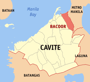 Mapa han Cavite nga nagpapakita kon hain nahimutang an Bacoor