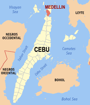 Mapa sa Sugbo nga nagapakita kon asa ang Medellin