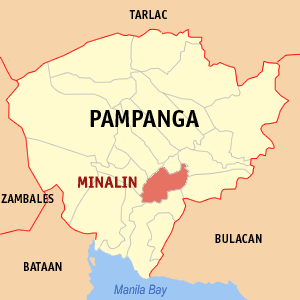 Mapa han Pampanga nga nagpapakita kon hain nahamutang an Minalin