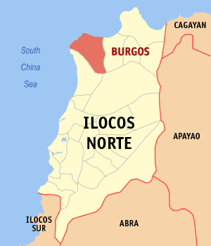 Mapa sa Ilocos Norte nga nagpakita kon asa nahimutang ang Burgos