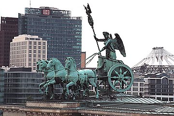 The quadriga with skyscrapers of Potsdamer Platz