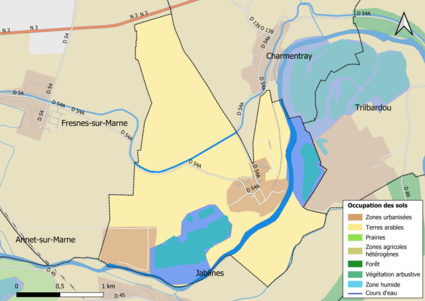 Carte des infrastructures et de l'occupation des sols en 2018 (CLC) de la commune.