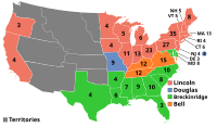 1860 Electoral College map with 35 states