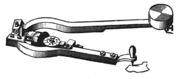 A planimeter (1908) measuring the indicated area by tracing its perimeter