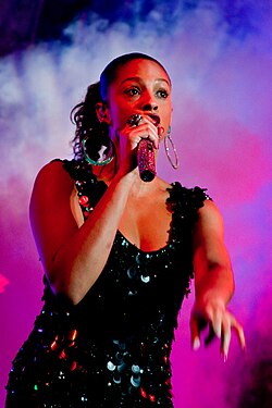 Alesha Dixon performing in Leeds in 2008.