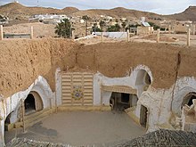 Photo du lieu de tournage, à Matmata, Tunisie, des décors de la ferme des Lars.