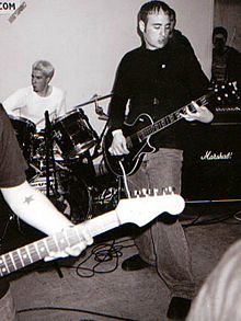 Pencey Prep performing at the Wayne Firehouse, 2000. From left to right: Frank Iero (cut off), Tim Hagevik, Neil Sabatino.