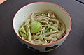 Yam no mai, a northern Thai salad made with boiled bamboo shoots.