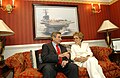 Mrs. Reagan chats with Paul Wolfowitz aboard the USS Ronald Reagan, 2004