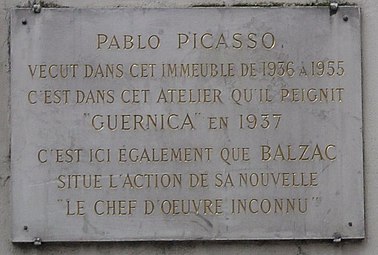 ピカソが『ゲルニカ』を描いたグラン＝ゾーギュスタン河岸通りのアトリエ兼居住地のプラーク。また、バルザックが『知られざる傑作』を書いた地になる。