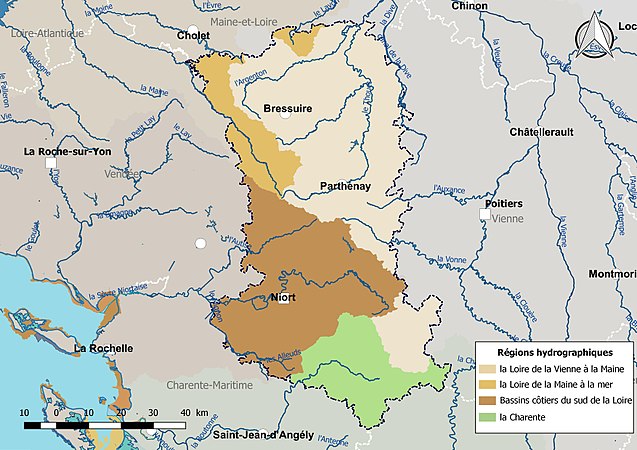 Les Deux-Sèvres sont découpées en quatre régions hydrographiques.