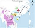 Tai-Kadai migration route according to Matthias Gerner's Northeast to Southwest Hypothesis.[17]