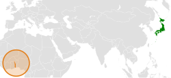 JapanとTogoの位置を示した地図