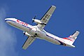 ATR 72-200 (OK-XFB) „Znojmo“ Českých aerolinií. ATR 72 je dvoumotorový turbovrtulový dopravní letoun určený pro kratší regionální tratě. Je výrobkem italsko-francouzské společnosti Aerei di Trasporto Regionale.