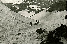 United States troops hauling supplies on Attu Island in May 1943.