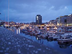 Bodø harbour at dusk