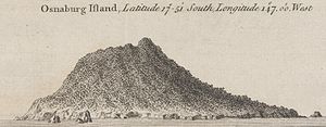 Perfil de Mehetia (Osnaburg Island), por James Cook. Impreso por W. Strahan y T. Cadell, Strand, Londres, 1773. Biblioteca Nacional de Australia.