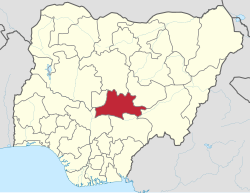 Location of Nasarawa State in Nigeria