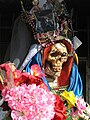 Close-up view of the same Santa Muerte south of Nuevo Laredo, Mexico.