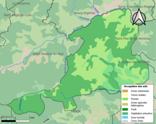 Carte en couleurs présentant l'occupation des sols.