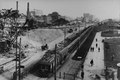 Belmore Park tram tracks, beside Elizabeth Street, Sydney, Haymarket, New South Wales, 1920